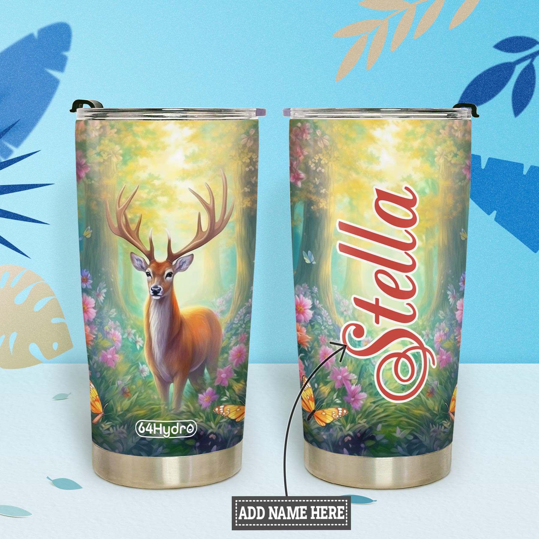 Deer In Flower Forest HTRZ15096343GC Stainless Steel Tumbler