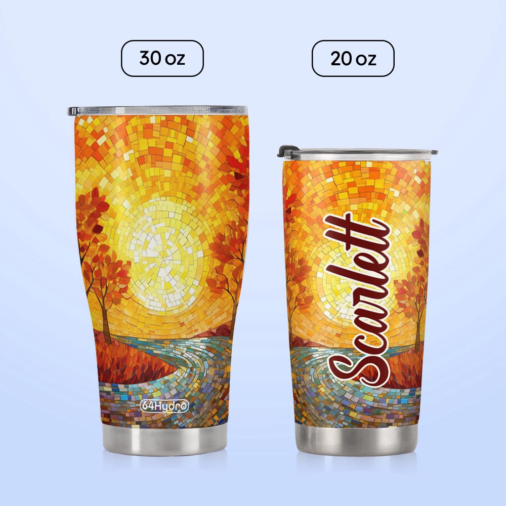 Autumn Leaves Crystal Mosaic HTRZ28083747GD Stainless Steel Tumbler