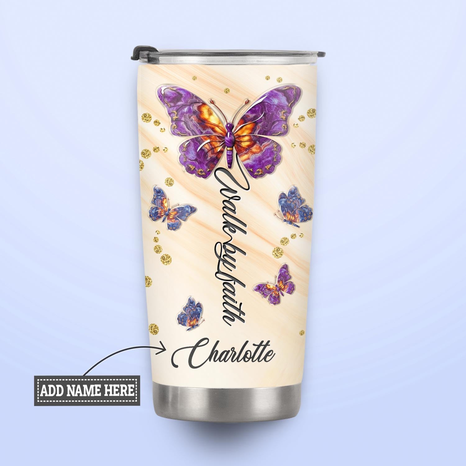 Butterfly Faith Hope Love NNRZ220623209 Stainless Steel Tumbler