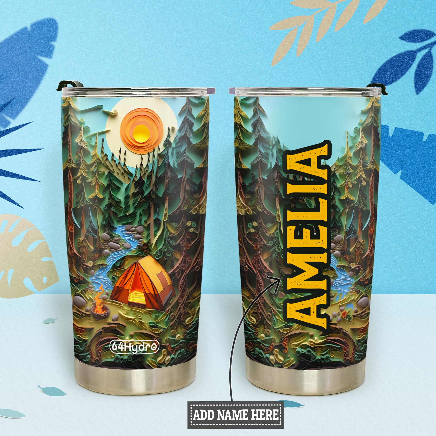 Camping Quilling Art HTRZ25095861TV Stainless Steel Tumbler