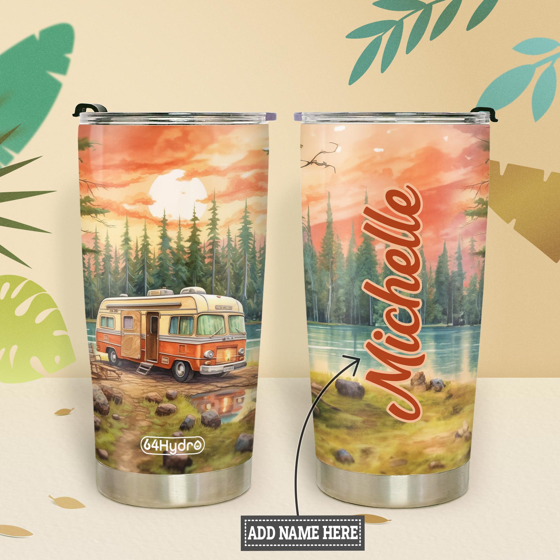 Camping RV Near The Lake HTRZ25093738QW Stainless Steel Tumbler