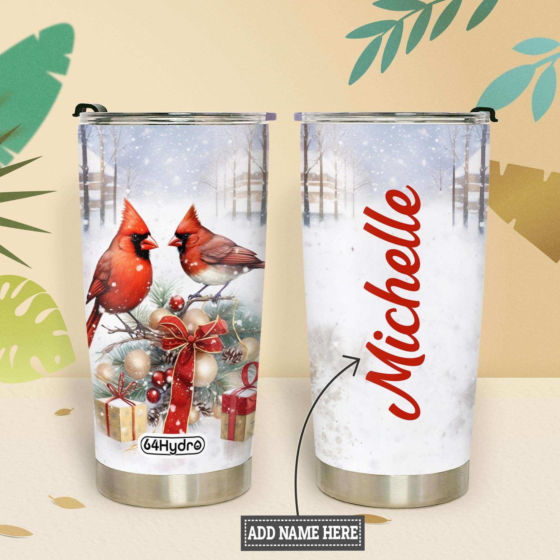 Cardinals Christmas Art HTRZ19097347JU Stainless Steel Tumbler