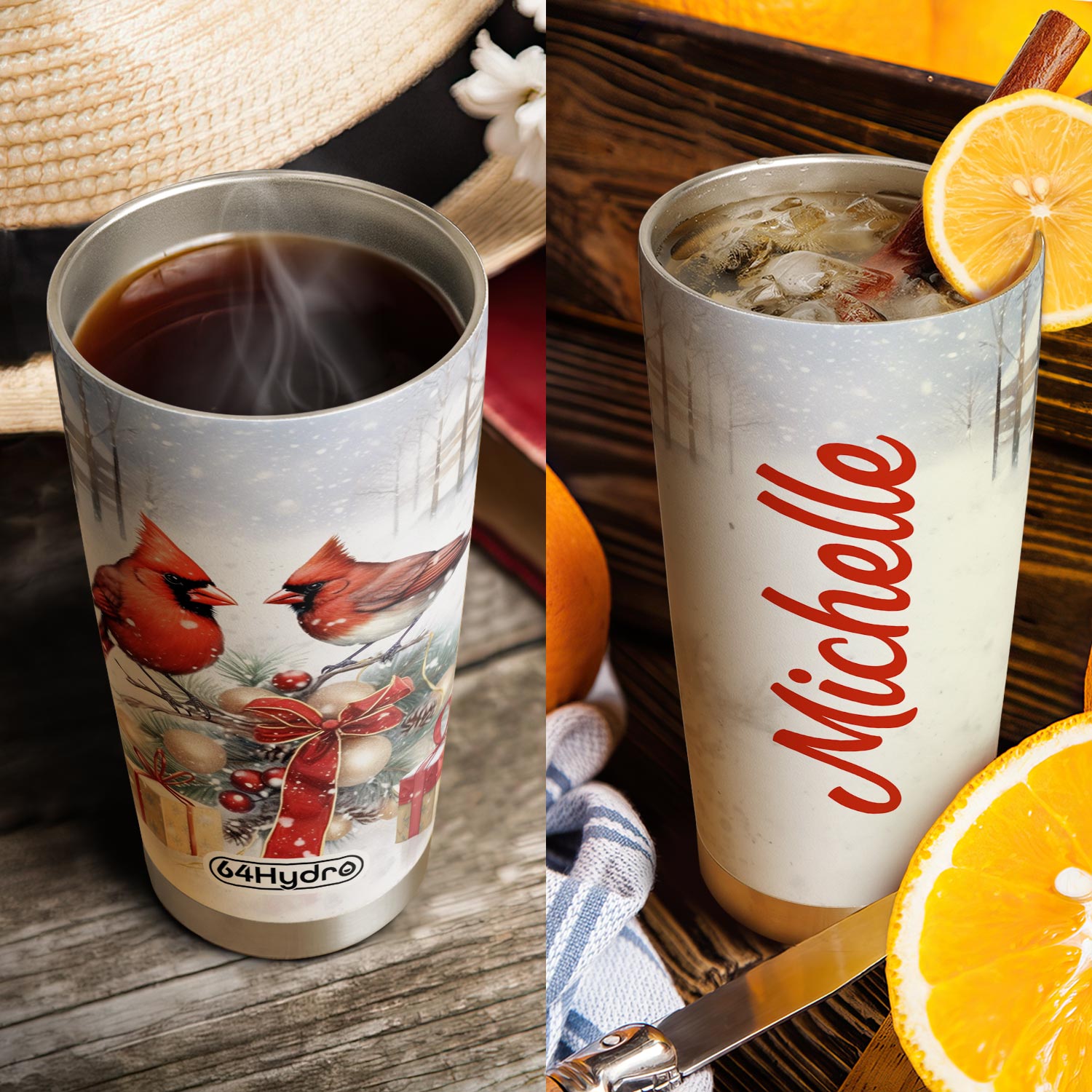 Cardinals Christmas Art HTRZ19097347JU Stainless Steel Tumbler