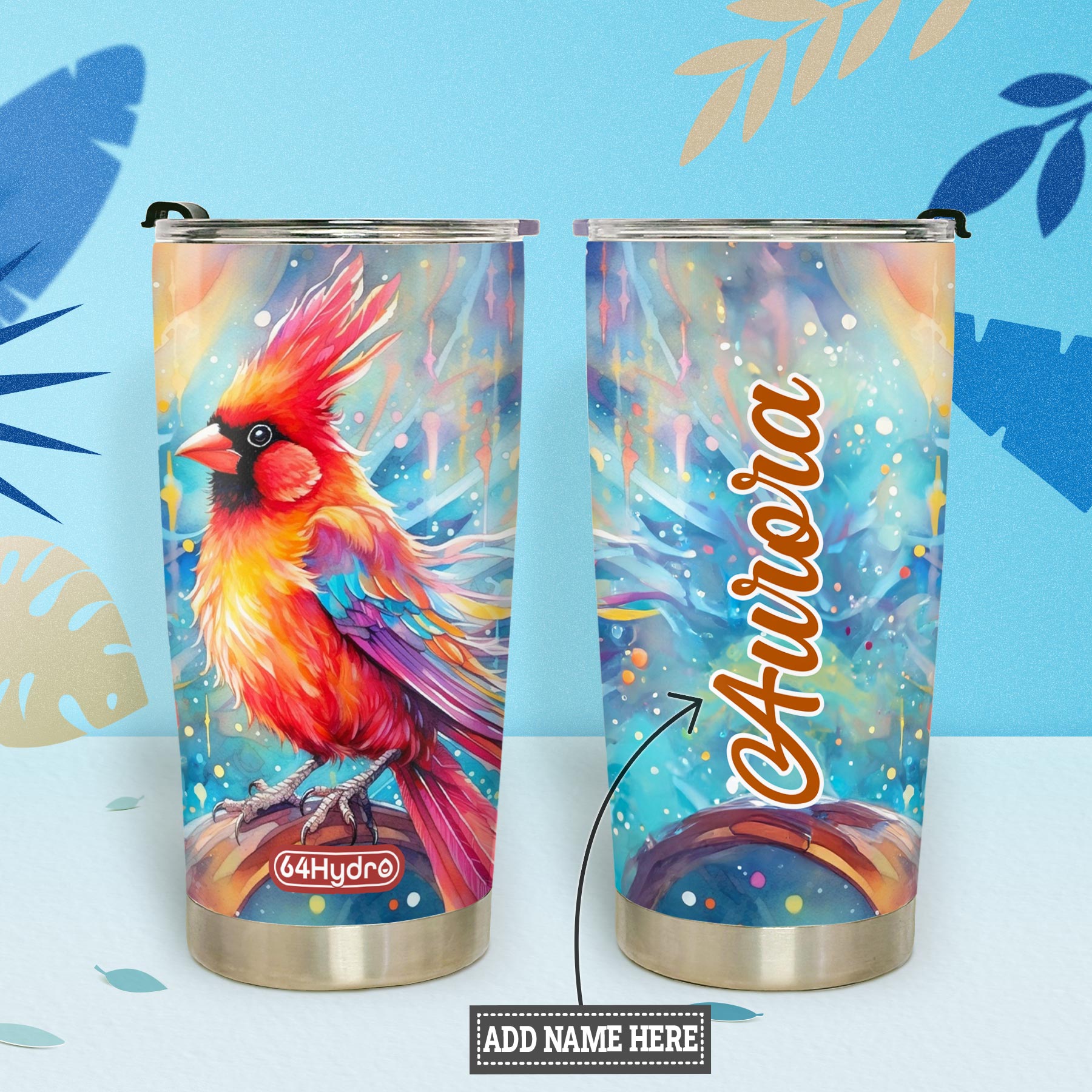 Colorful Cardinal HTRZ19098310TB Stainless Steel Tumbler
