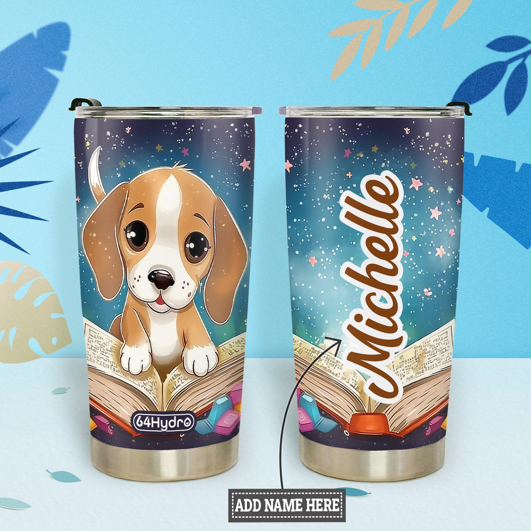 Cute Beagle Reading Books HTRZ12098017RF Stainless Steel Tumbler