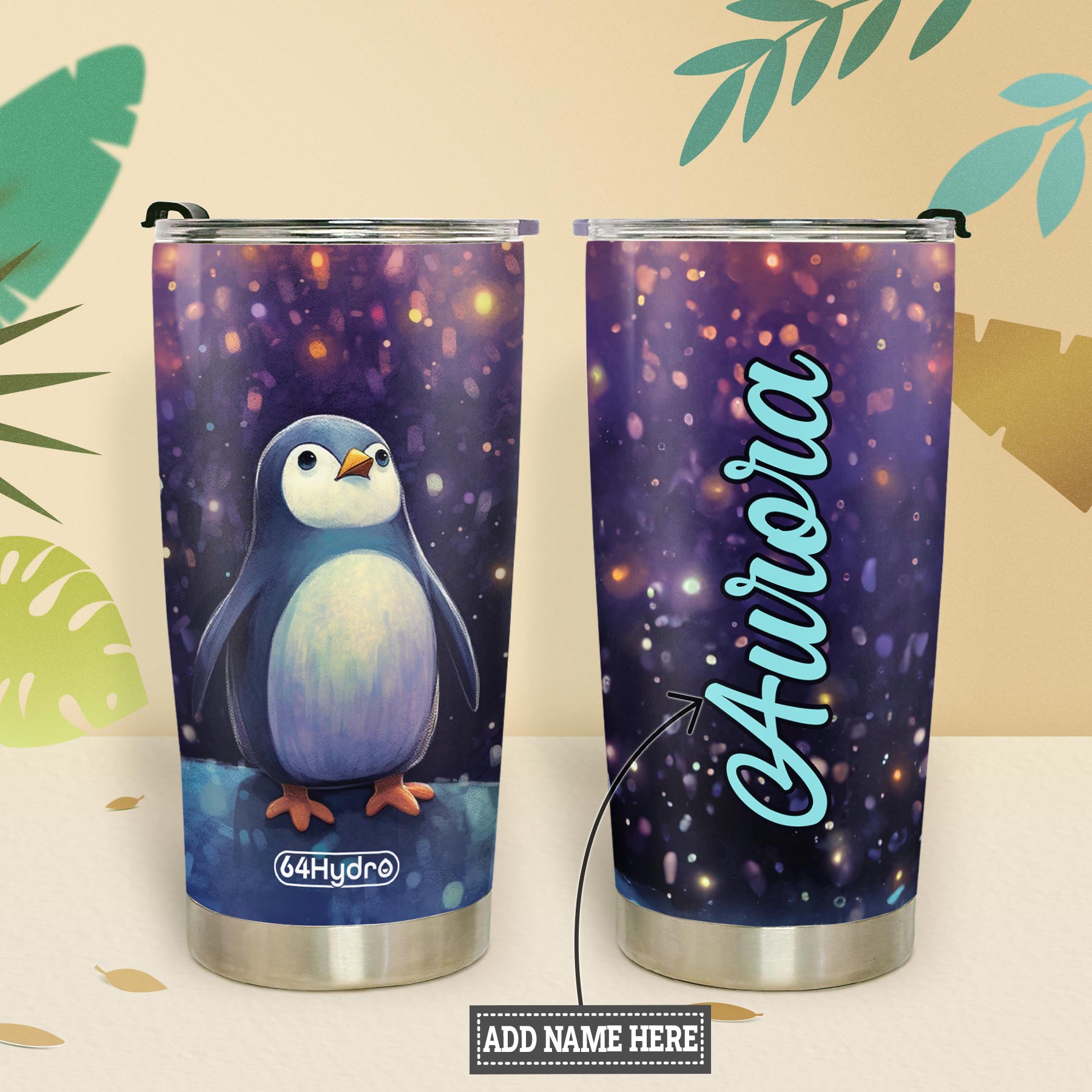 Cute Penguin Starry Night HTRZ15097944CJ Stainless Steel Tumbler