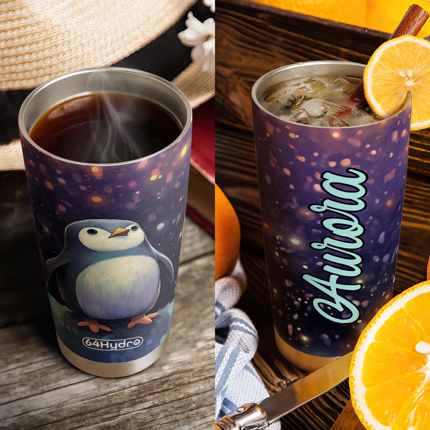 Cute Penguin Starry Night HTRZ15097944CJ Stainless Steel Tumbler