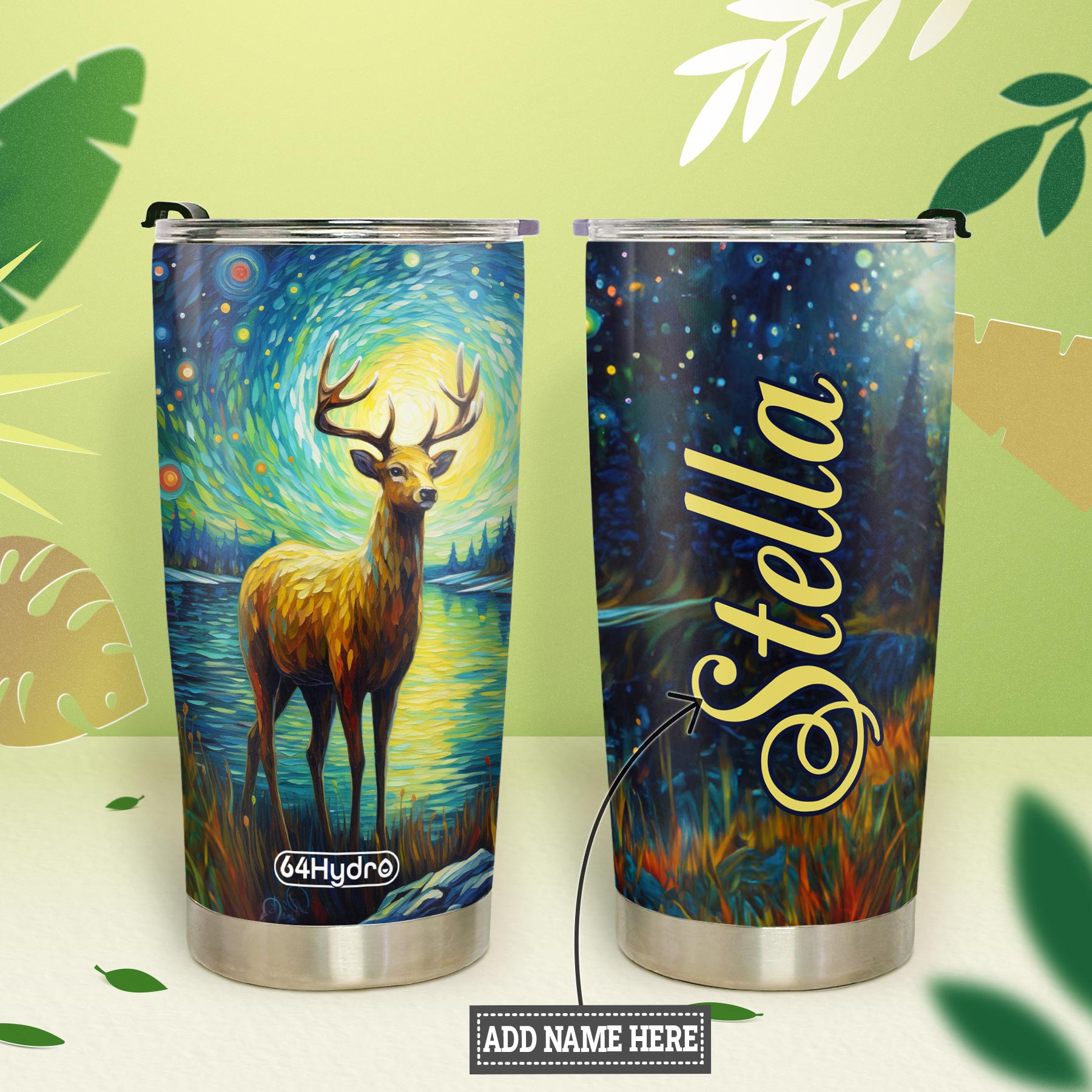 Deer Starry Night Style HTRZ15099142XB Stainless Steel Tumbler