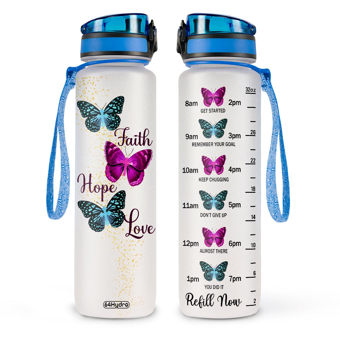 Faith Hope Love Butterfly HHRZ09089724KV Water Tracker Bottle