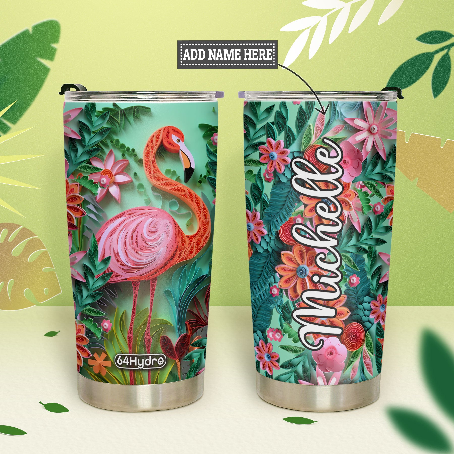 Flamingo Paper Quiling HHAY070723250 Stainless Steel Tumbler