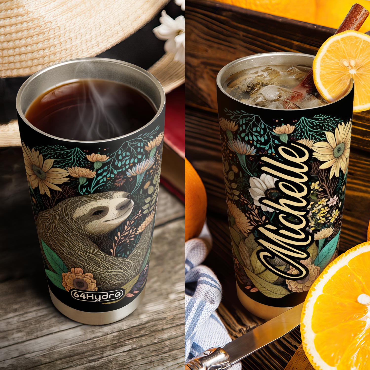 Floral Sloth HTRZ05094118DM Stainless Steel Tumbler