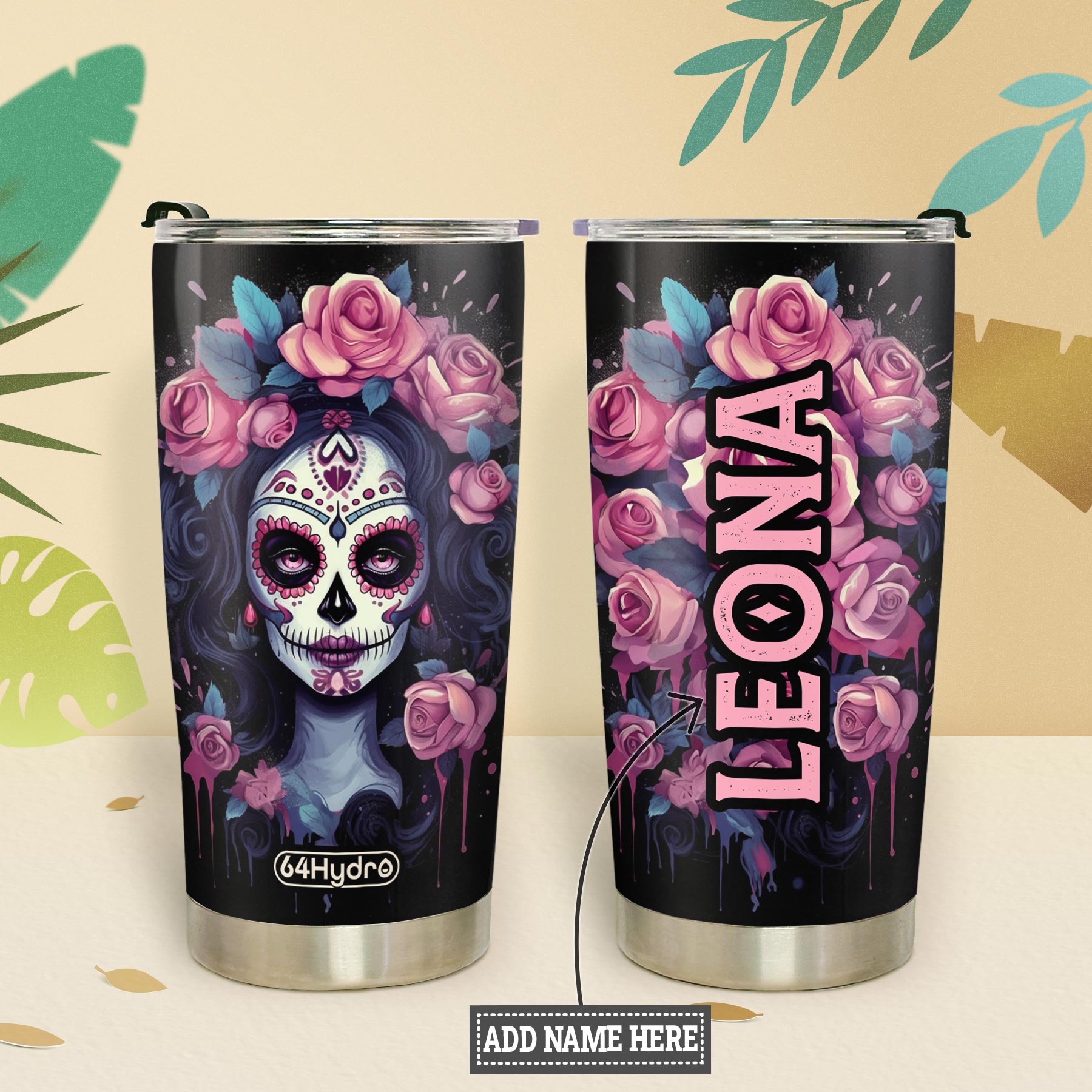 Flower Sugar Skull Woman HTRZ27096756IU Stainless Steel Tumbler