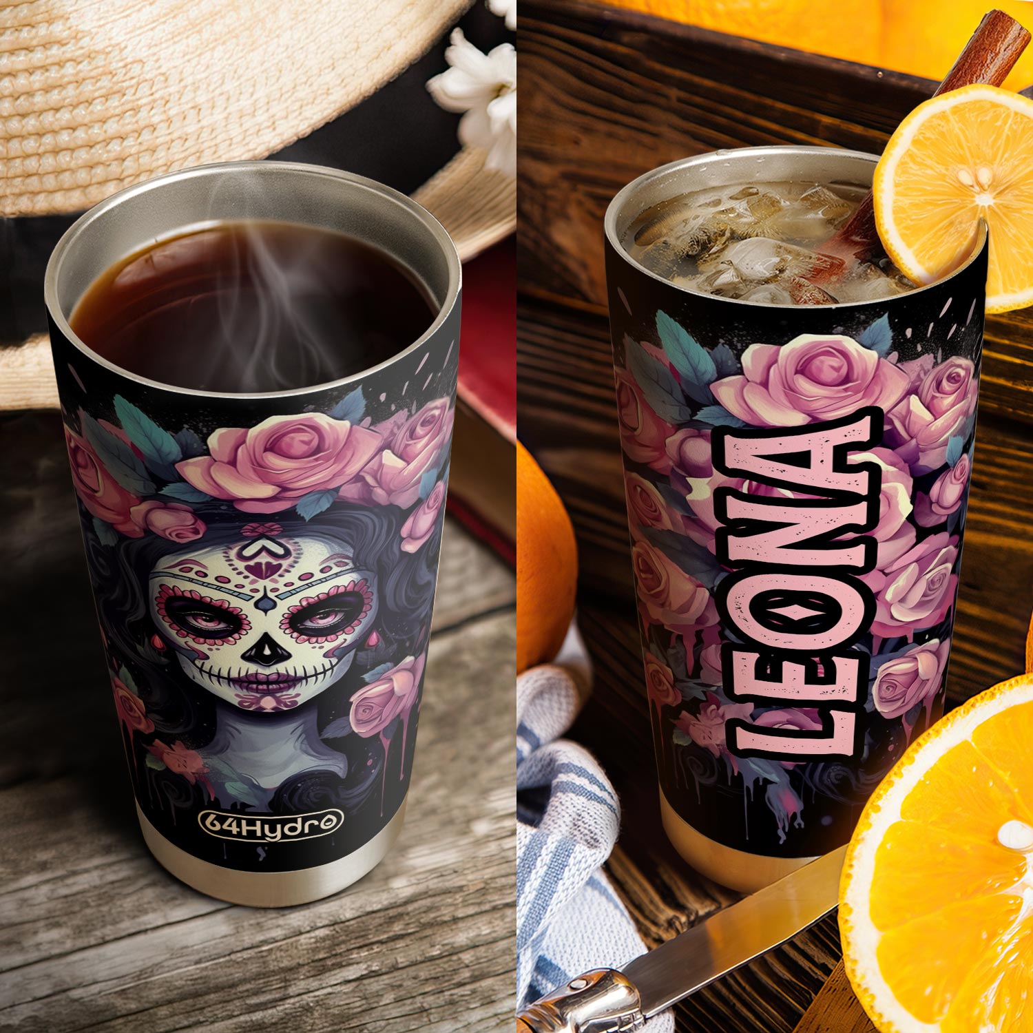 Flower Sugar Skull Woman HTRZ27096756IU Stainless Steel Tumbler