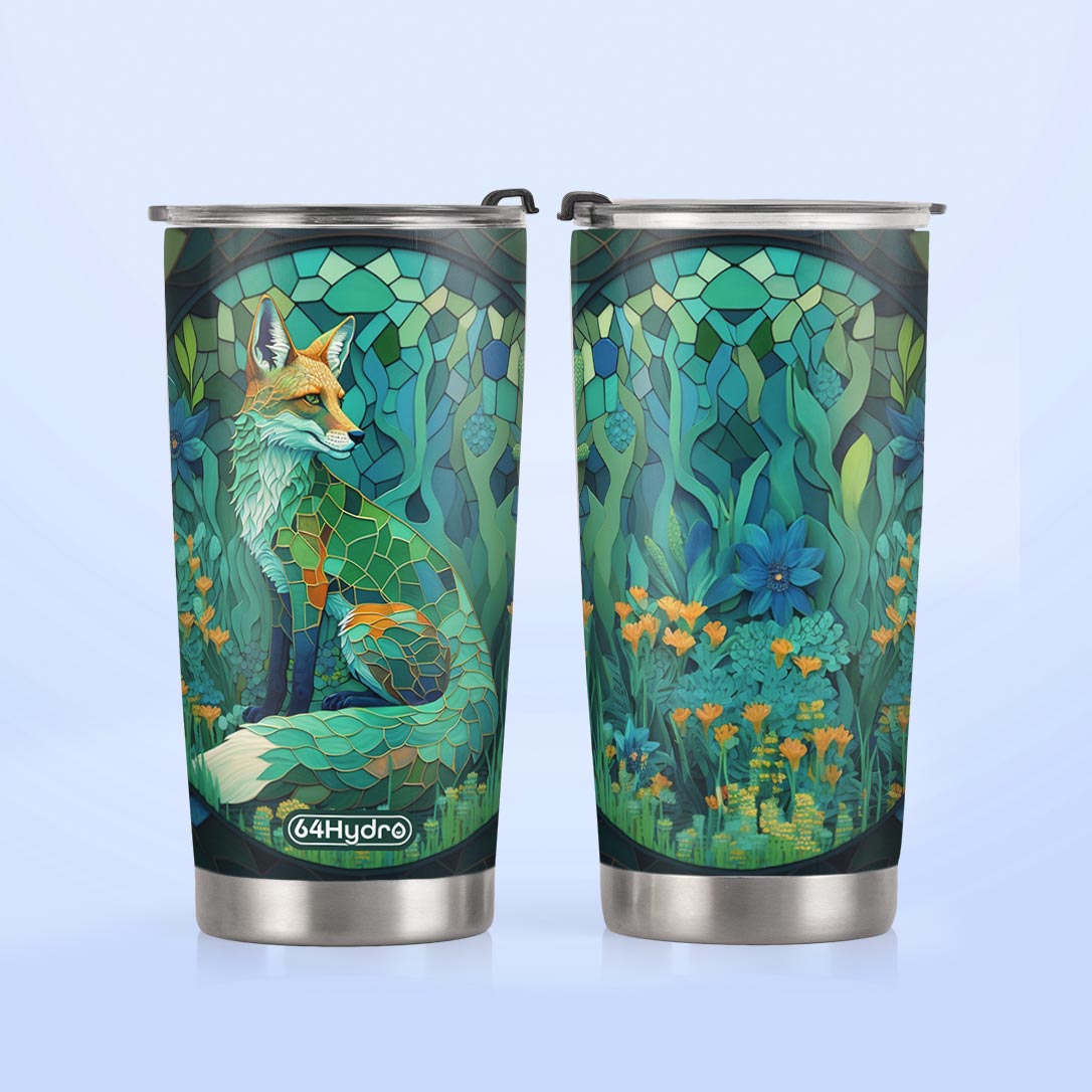 Fox Chrysoprase Crystal Mosaic HTRZ14096380FA Stainless Steel Tumbler