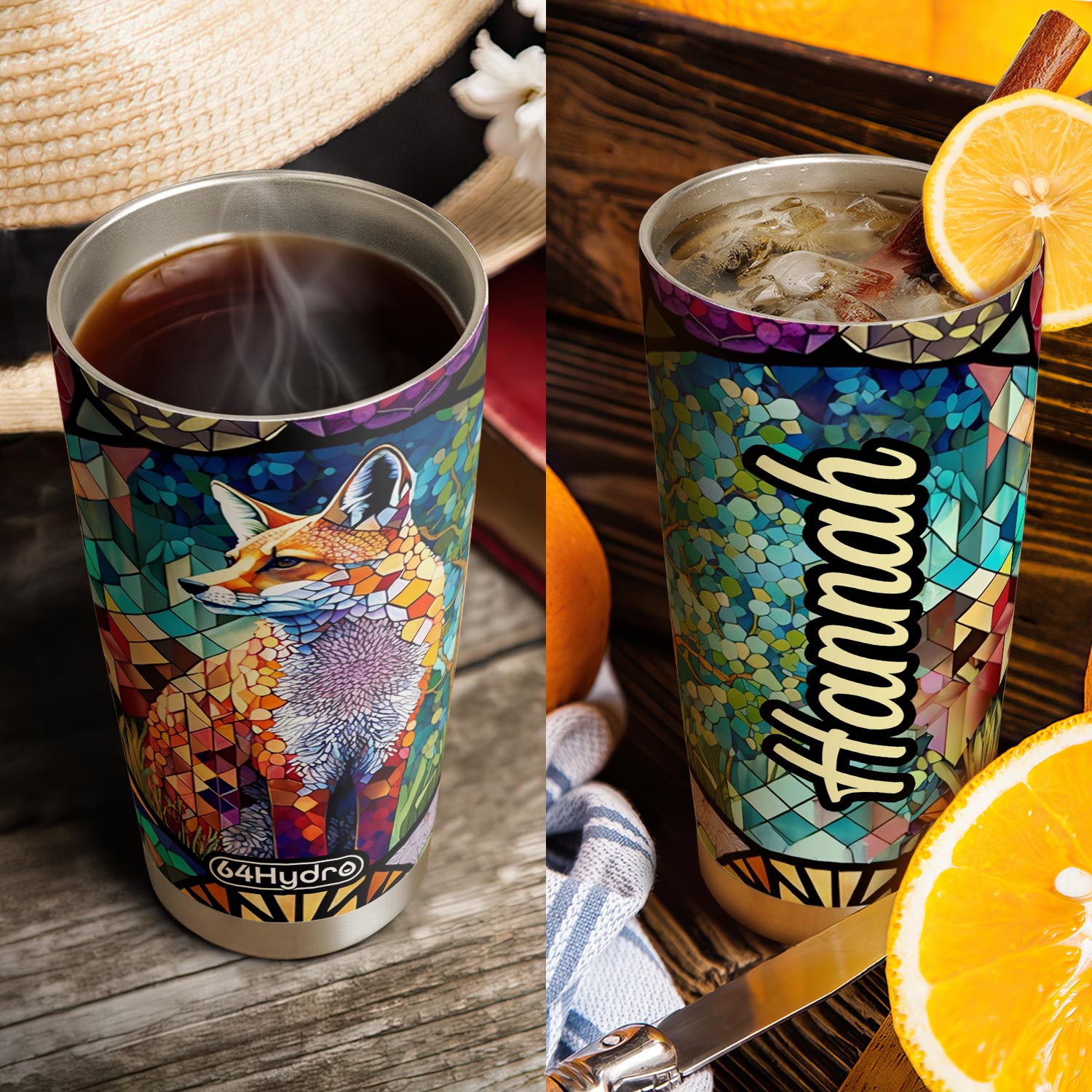 Fox Colorful Crystal Mosaic HTRZ14095127PY Stainless Steel Tumbler