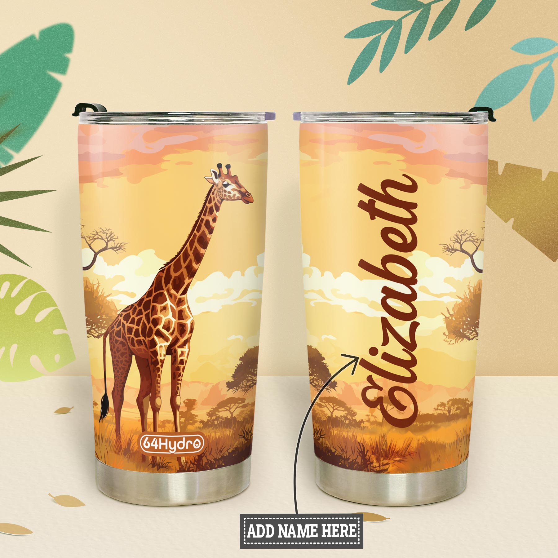 Giraffe In Savanna HTRZ14093356GT Stainless Steel Tumbler