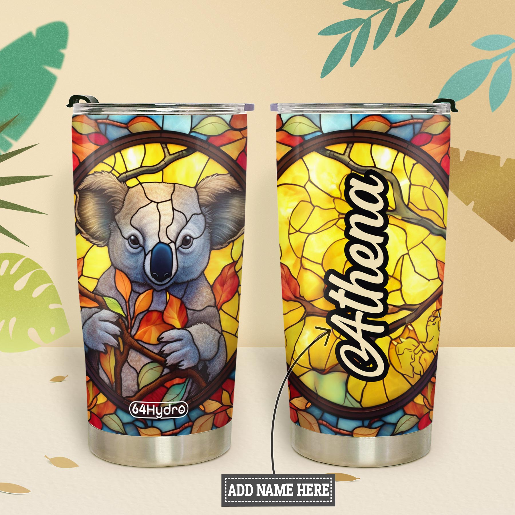 Koala Crystal Mosaic HTRZ18096036JJ Stainless Steel Tumbler
