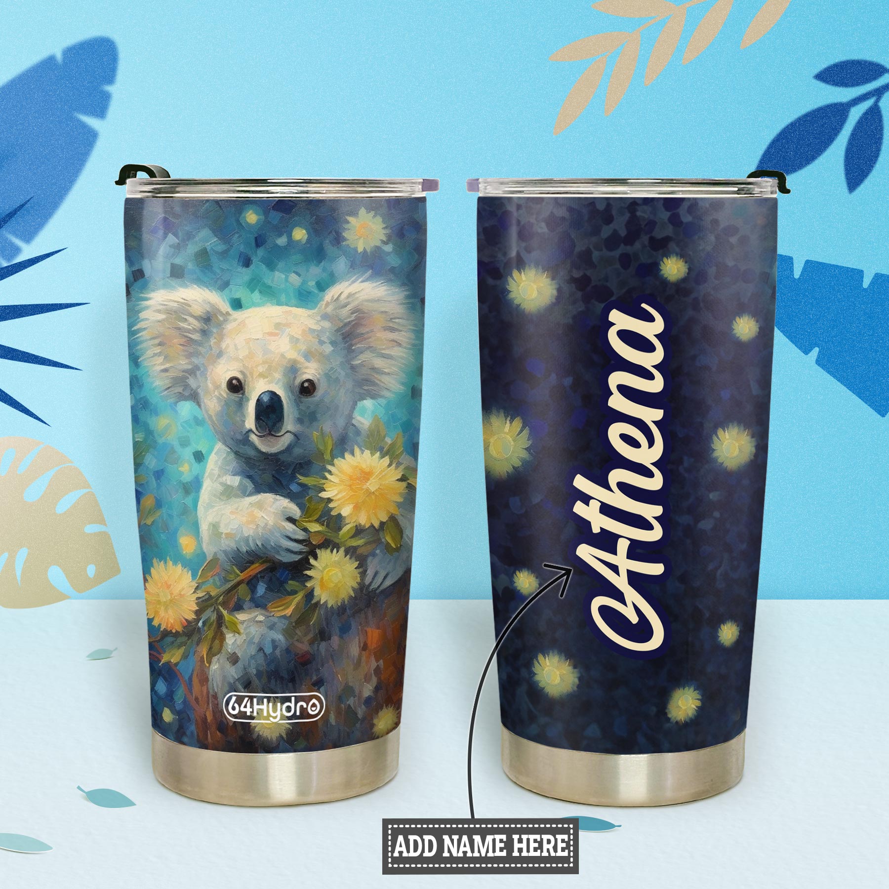 Koala Flower Star Night HTRZ18095472QK Stainless Steel Tumbler