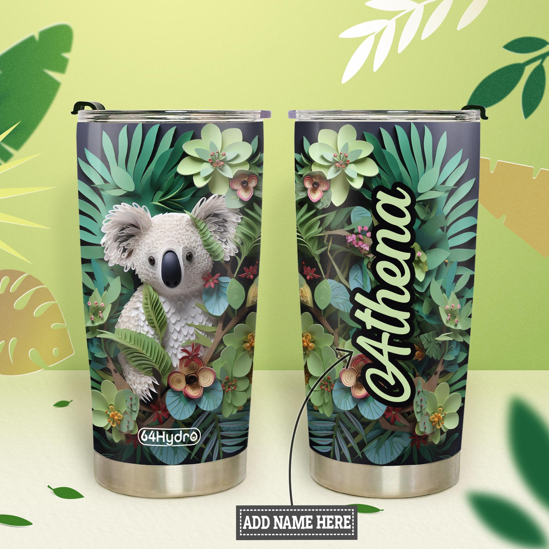Koala Quilling Art HTRZ18090627JK Stainless Steel Tumbler