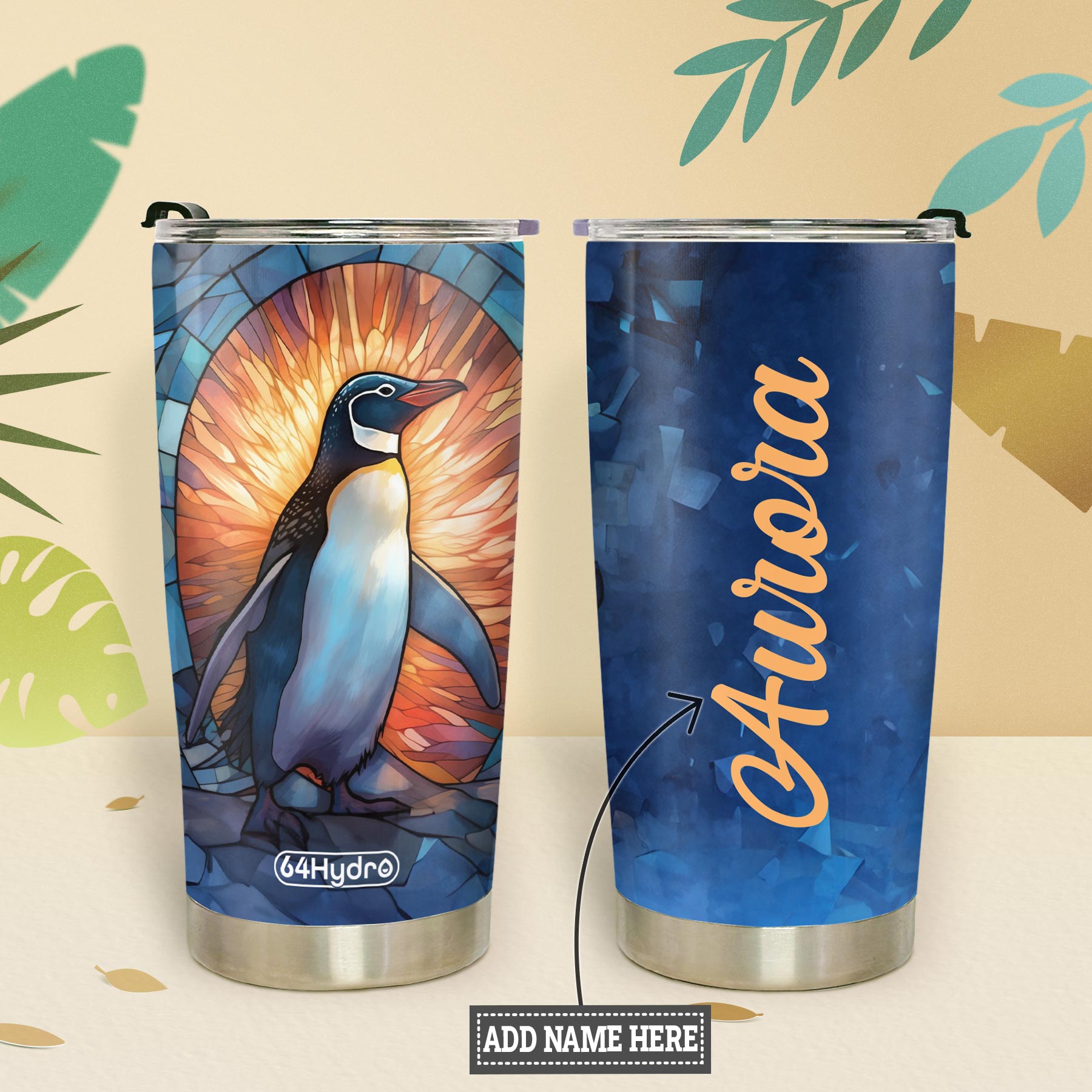 Penguin Crystal Mosaic HTRZ15099390FJ Stainless Steel Tumbler