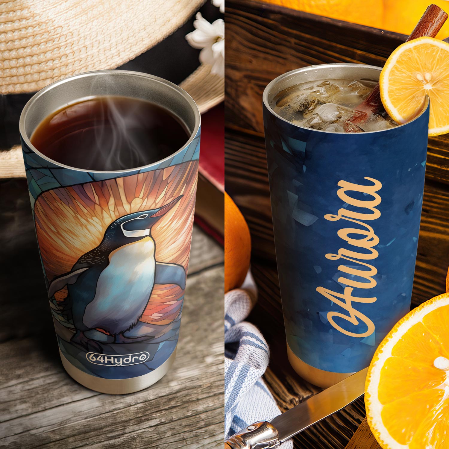 Penguin Crystal Mosaic HTRZ15099390FJ Stainless Steel Tumbler