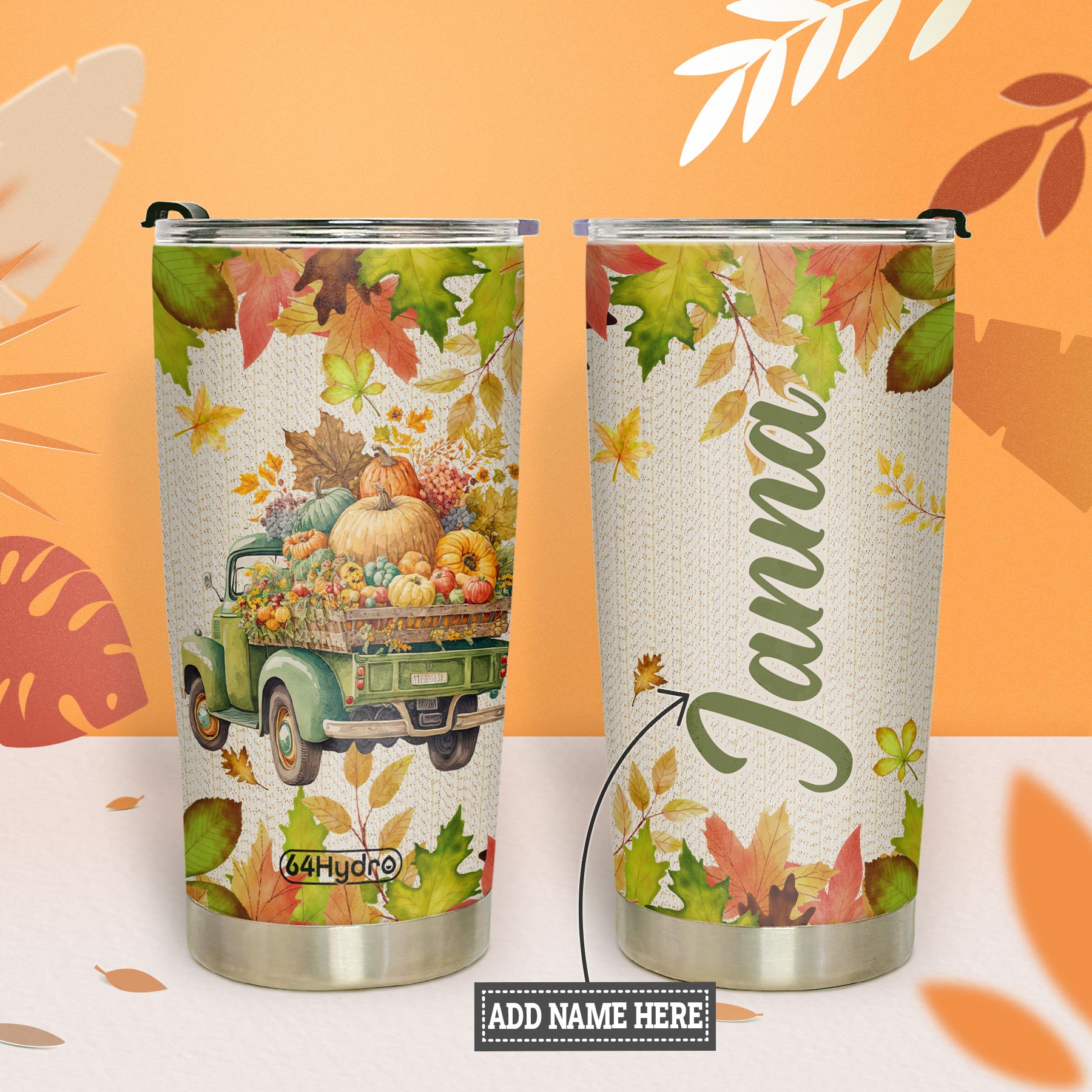 Pumpkin Truck Autumn HTRZ31086374FY Stainless Steel Tumbler