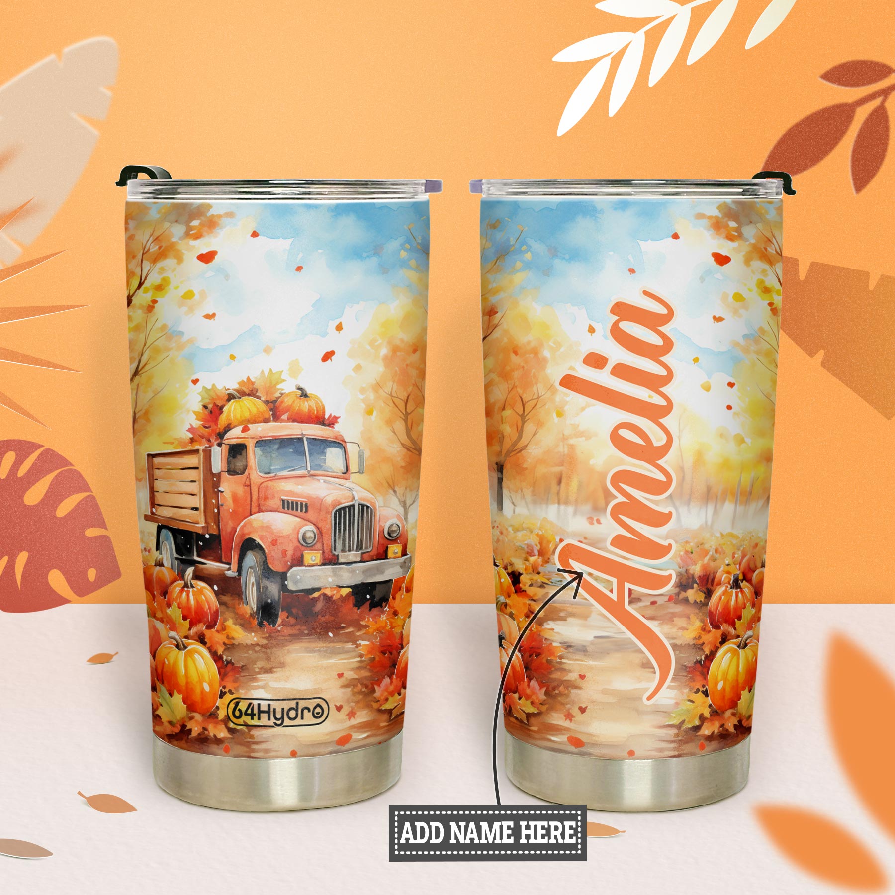 Pumpkin Truck Autumn HTRZ24087258PB Stainless Steel Tumbler
