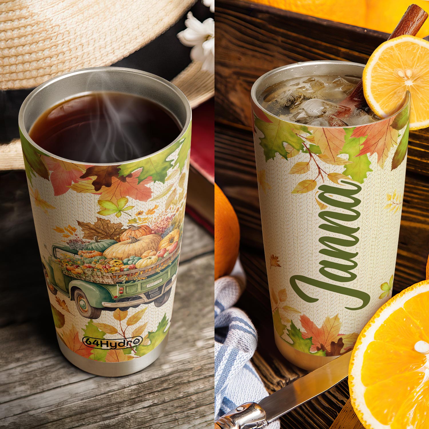 Pumpkin Truck Autumn HTRZ31086374FY Stainless Steel Tumbler