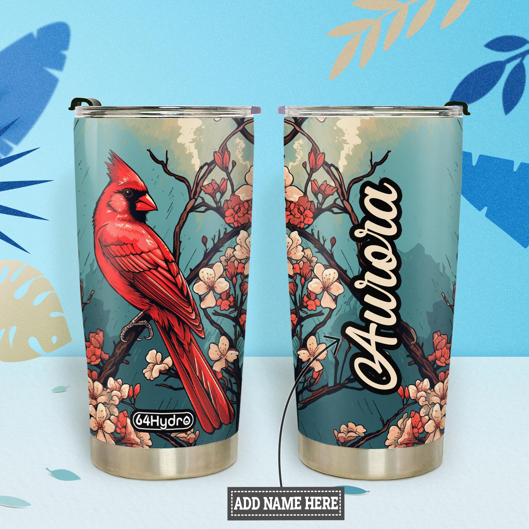 Retro Cardinal Flower HTRZ19099955IR Stainless Steel Tumbler