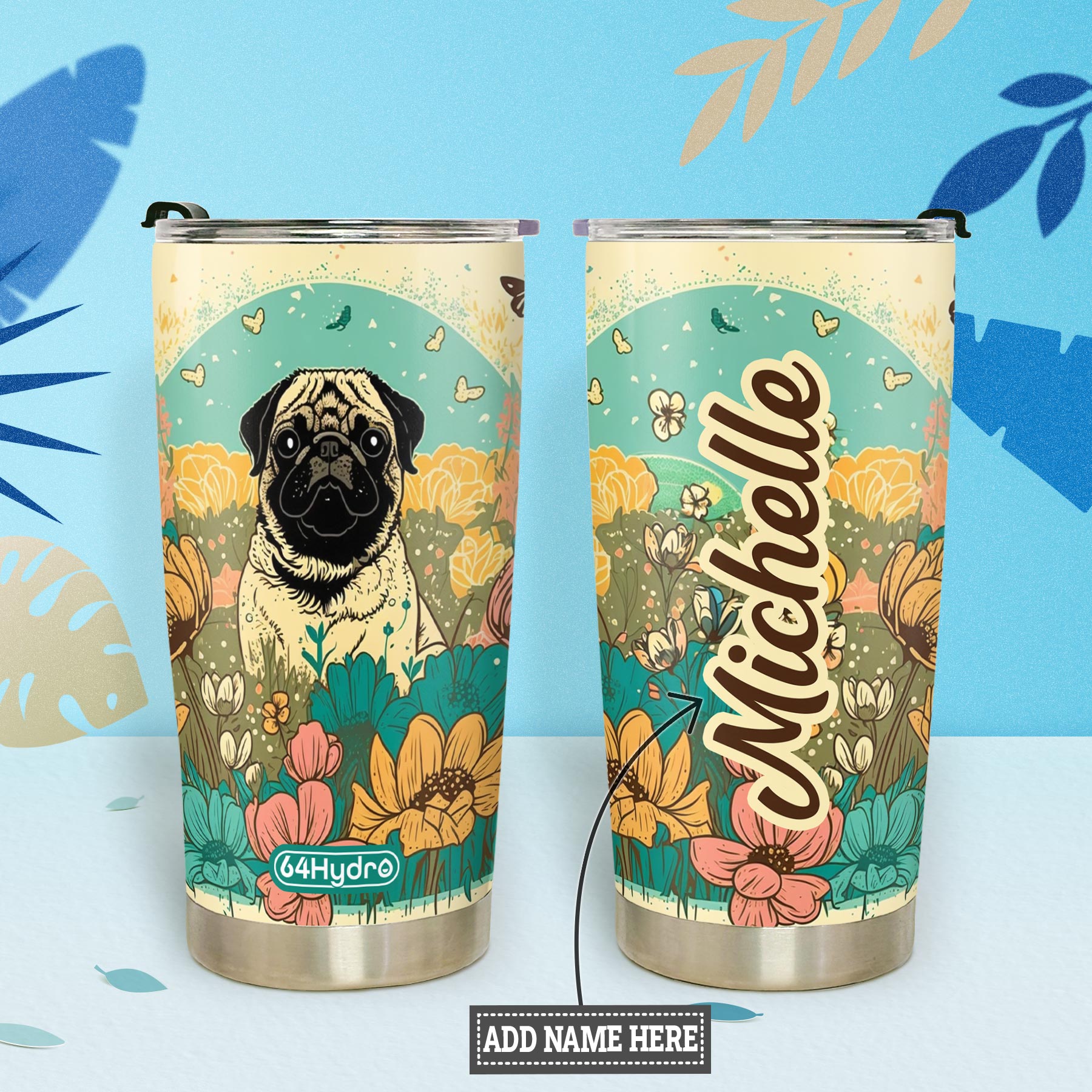Retro Pug HTRZ12095928FA Stainless Steel Tumbler