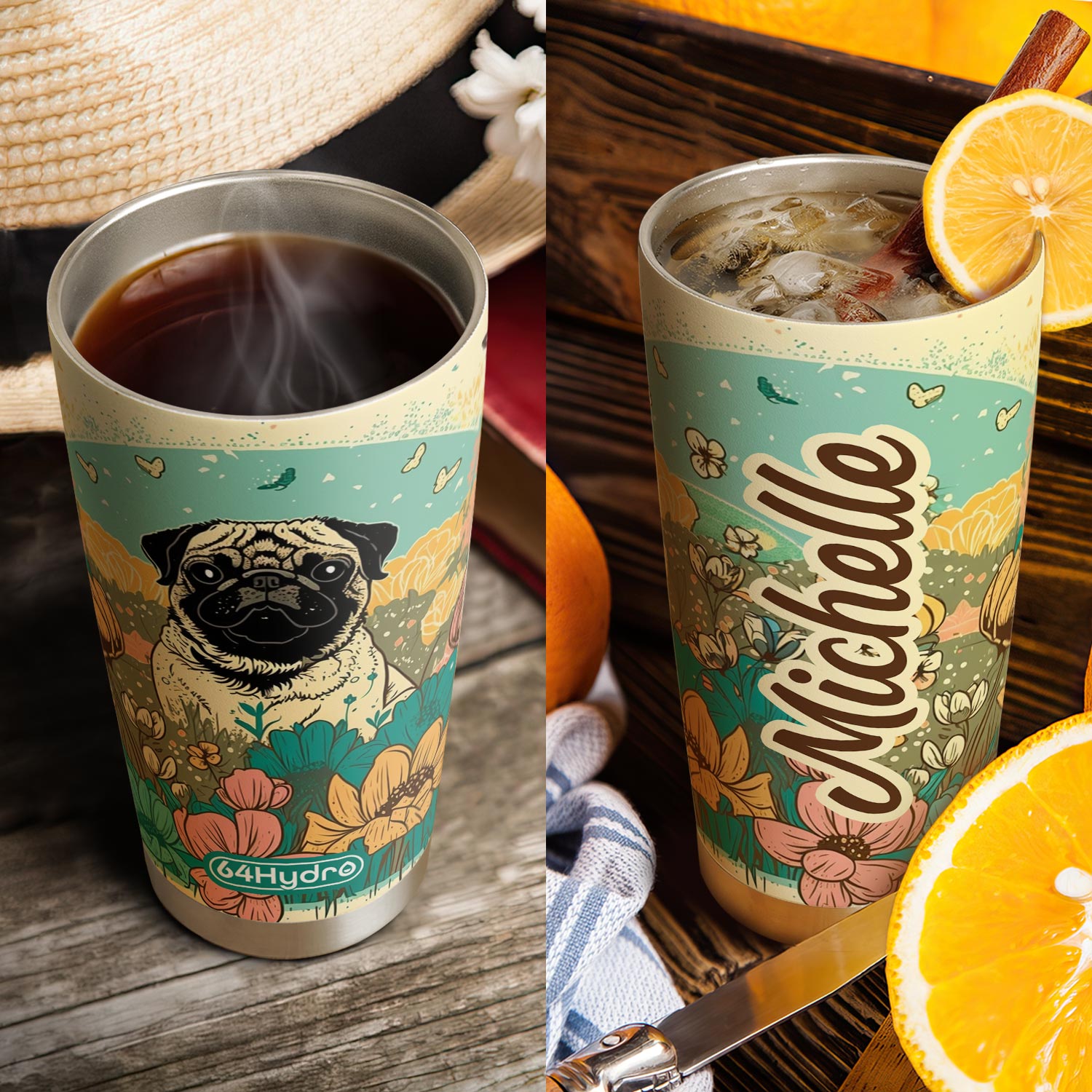 Retro Pug HTRZ12095928FA Stainless Steel Tumbler