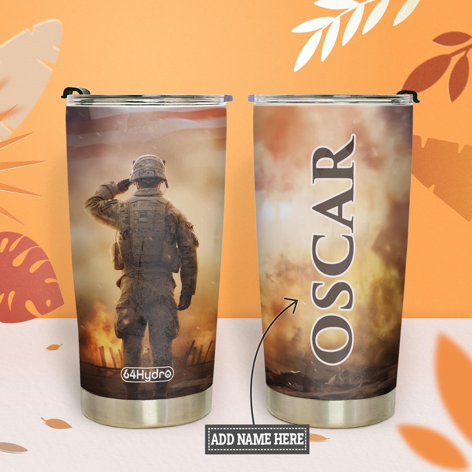 Veteran Hand Salute HTRZ28083725TX Stainless Steel Tumbler