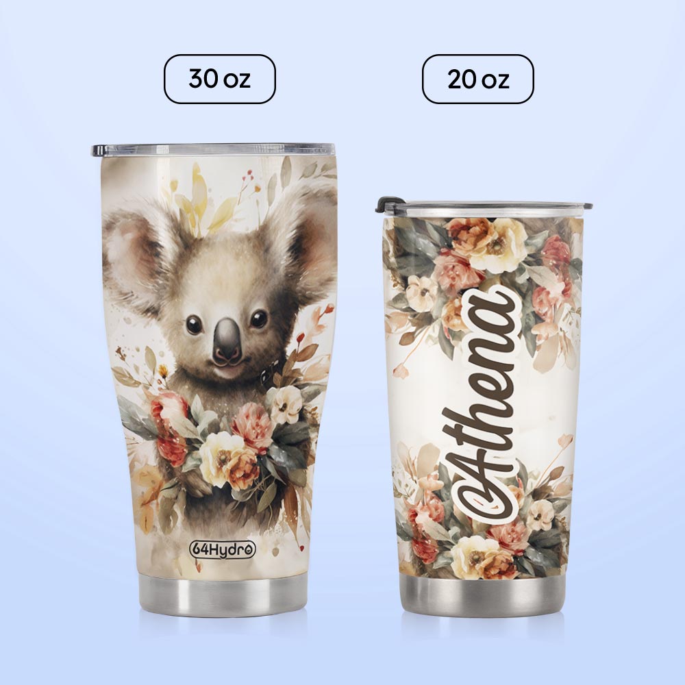 Vintage Koala Floral HTRZ18091843BW Stainless Steel Tumbler