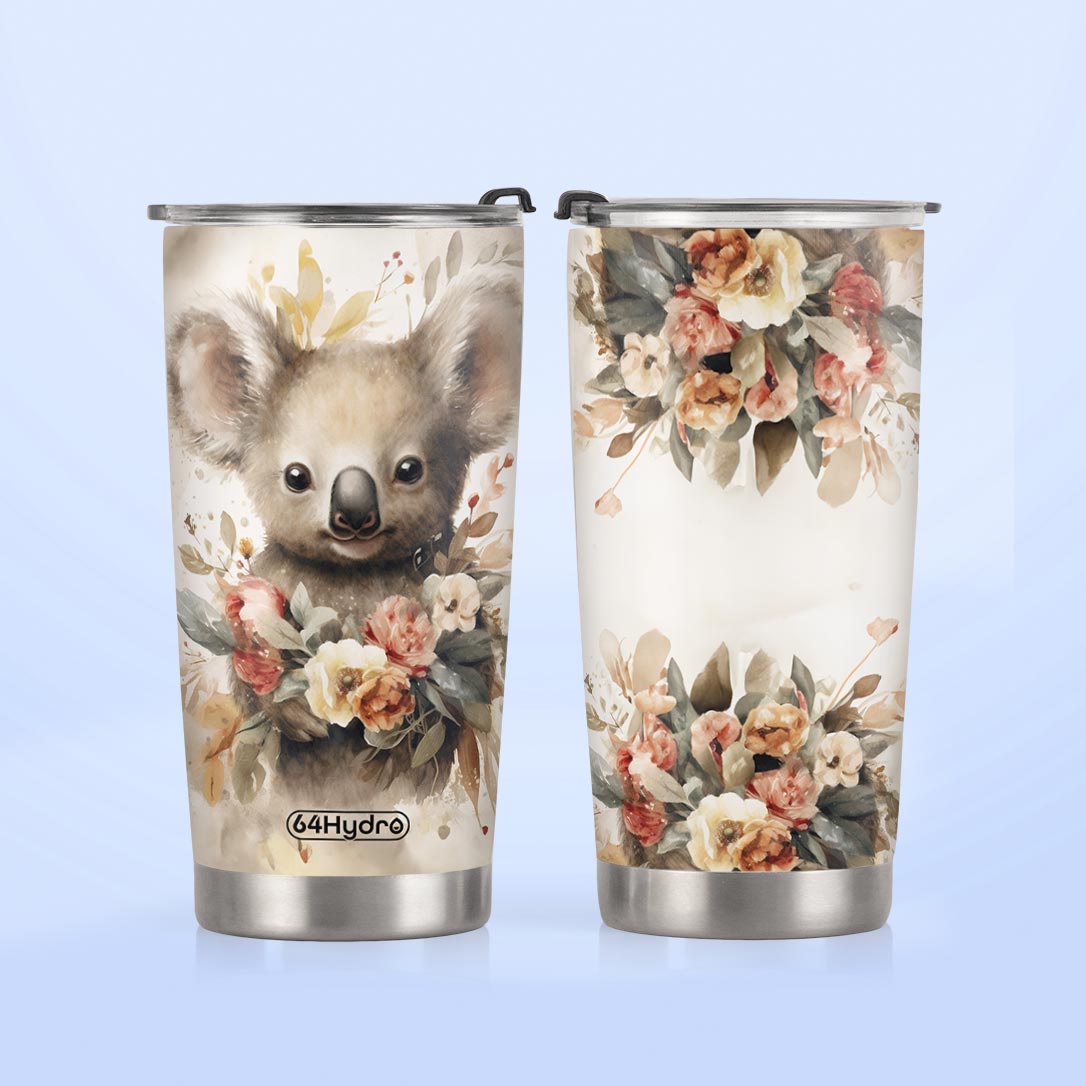 Vintage Koala Floral HTRZ18091843BW Stainless Steel Tumbler