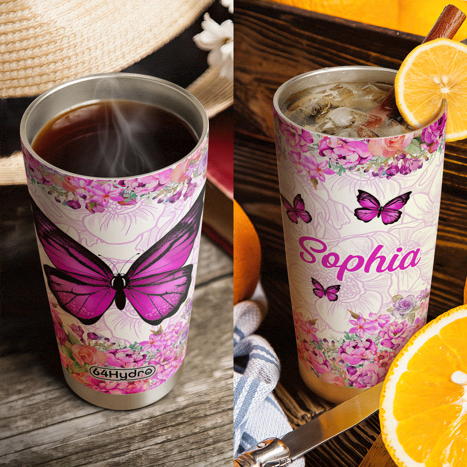 Butterfly Flowers DNM2101010Z Stainless Steel Tumbler