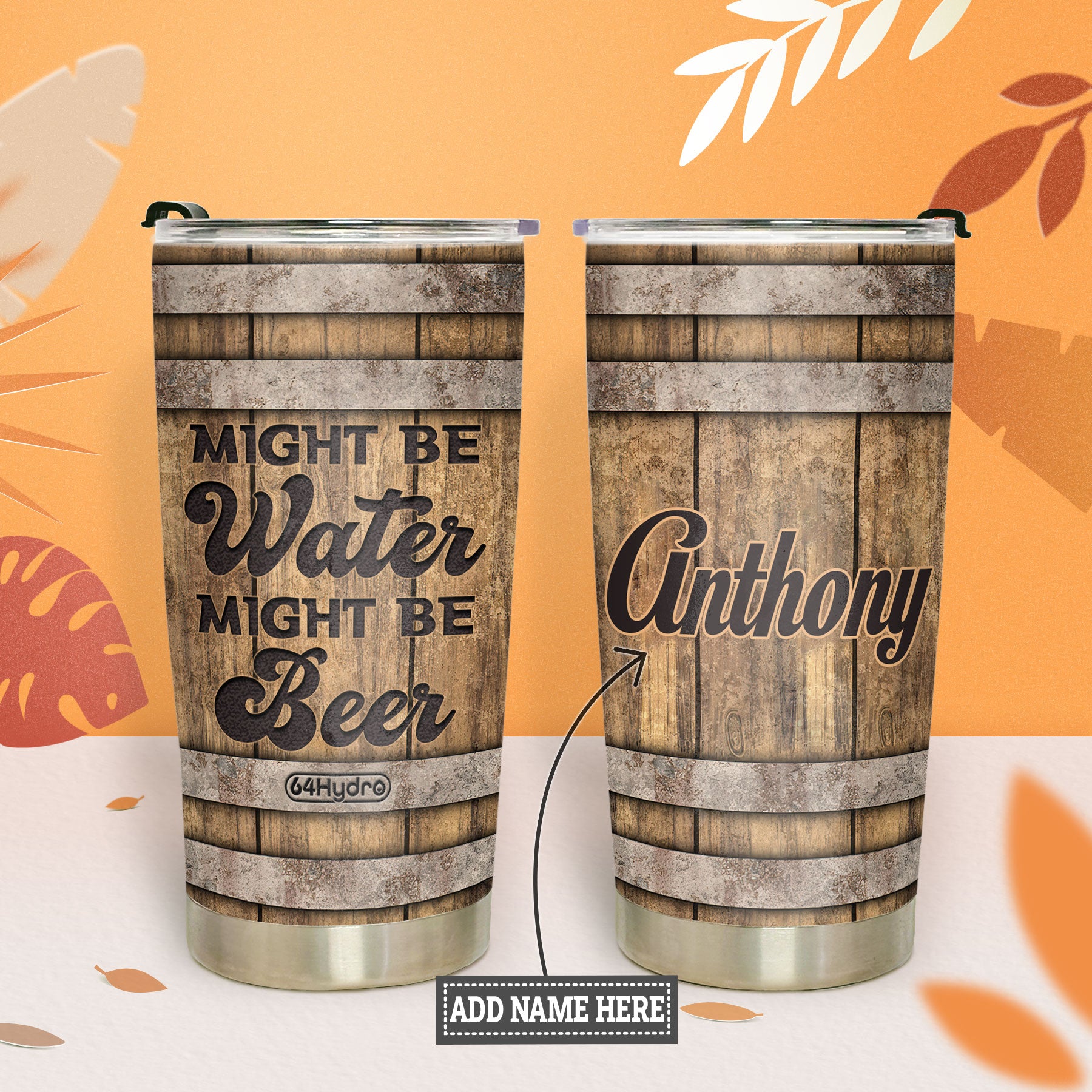 Beer Barrel Wooden Style HLM0603001Z Stainless Steel Tumbler