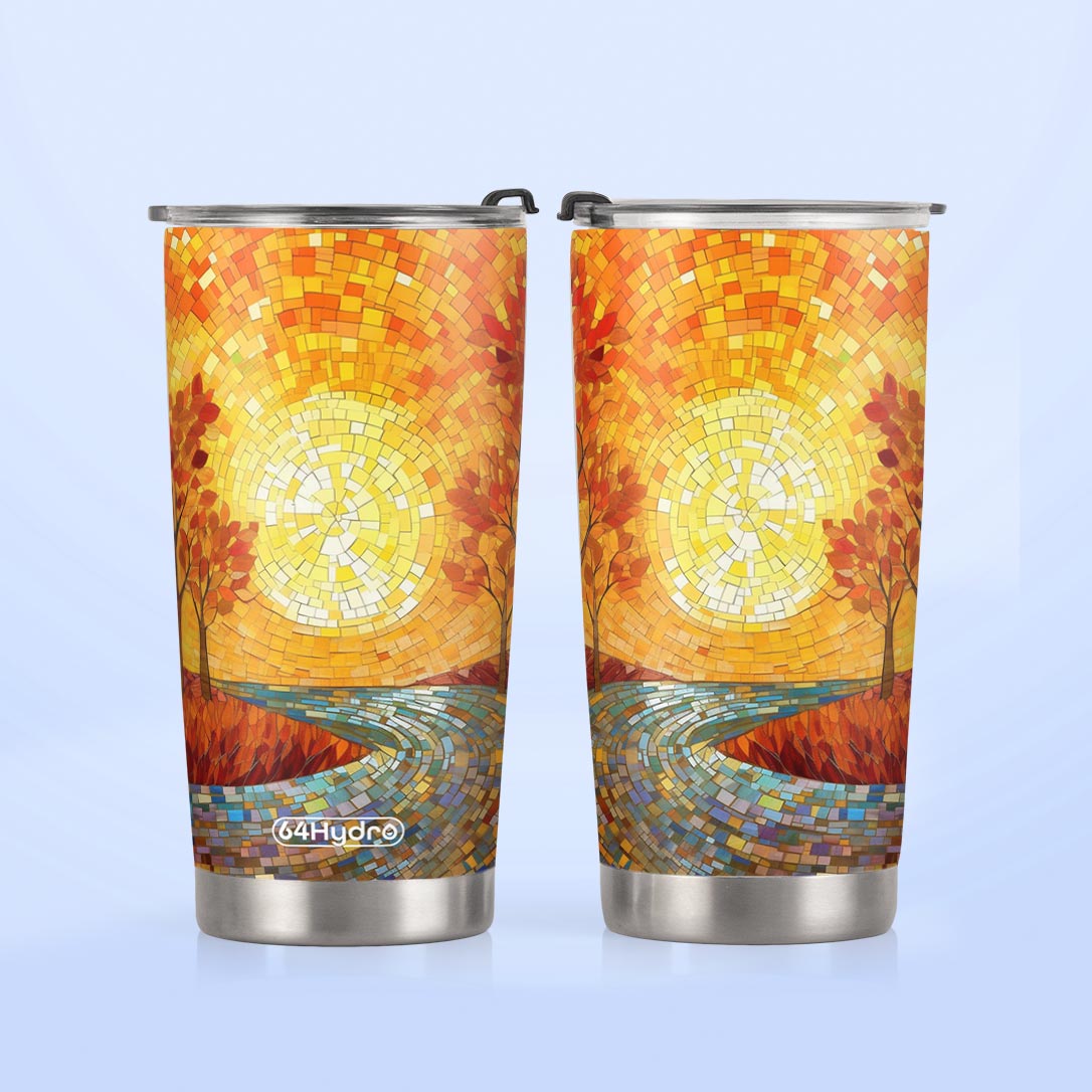 Autumn Leaves Crystal Mosaic HTRZ28083747GD Stainless Steel Tumbler