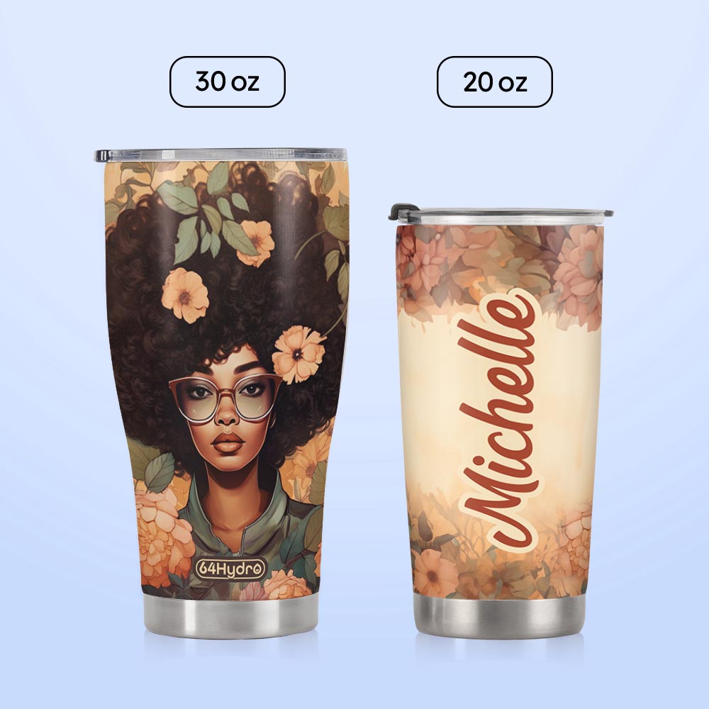 Black Woman Flower HHRZ20095522MY Stainless Steel Tumbler