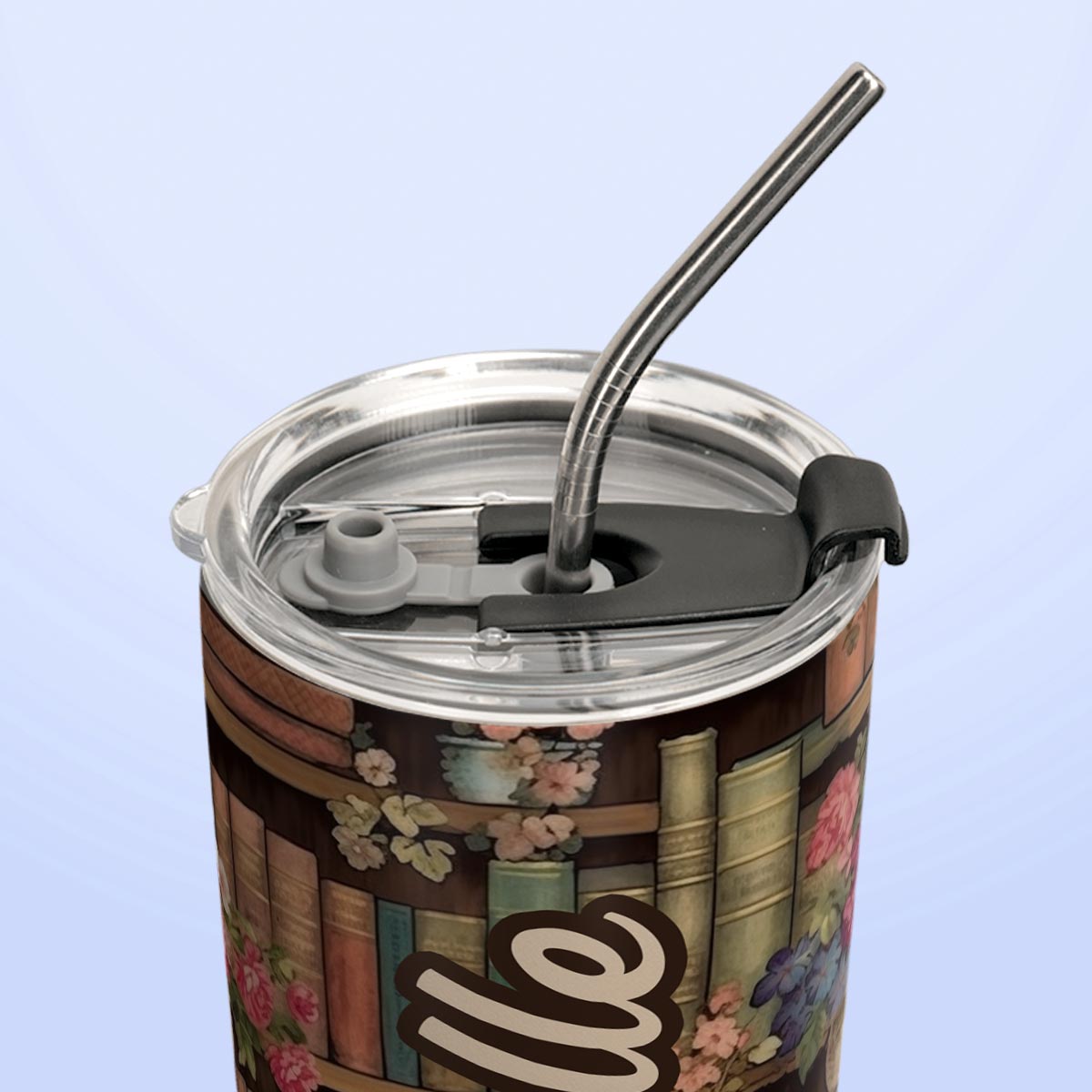Bookshelf Floral Pattern HTRZ19098062TA Stainless Steel Tumbler