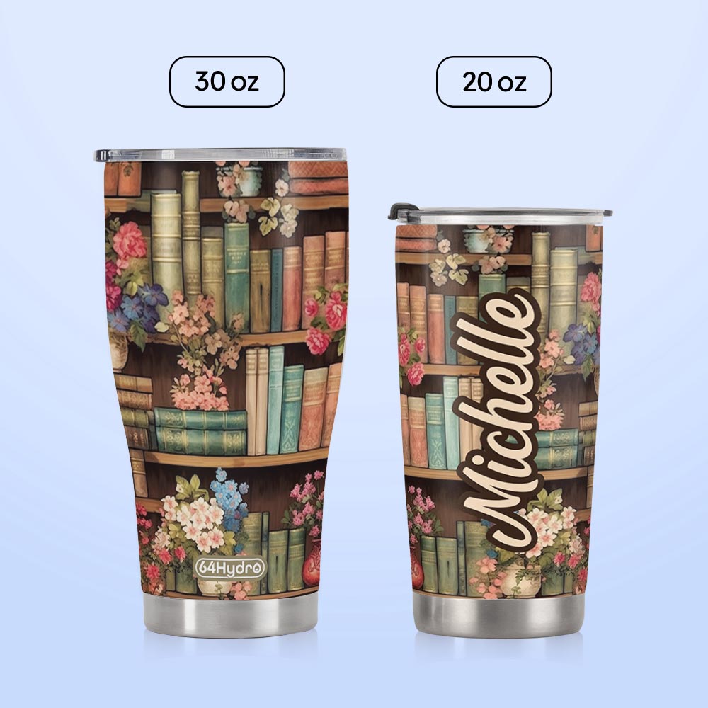 Bookshelf Floral Pattern HTRZ19098062TA Stainless Steel Tumbler