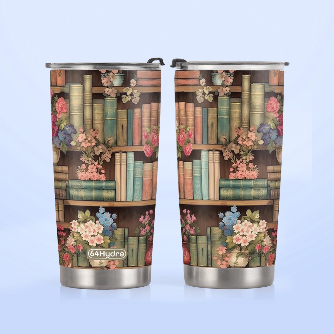 Bookshelf Floral Pattern HTRZ19098062TA Stainless Steel Tumbler