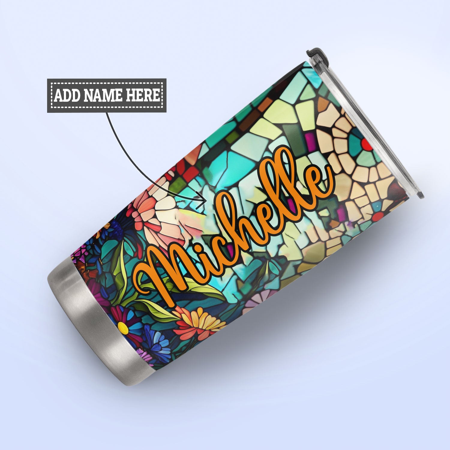Butterfly Colorful Crystal Mosaic HHAY060723425 Stainless Steel Tumbler