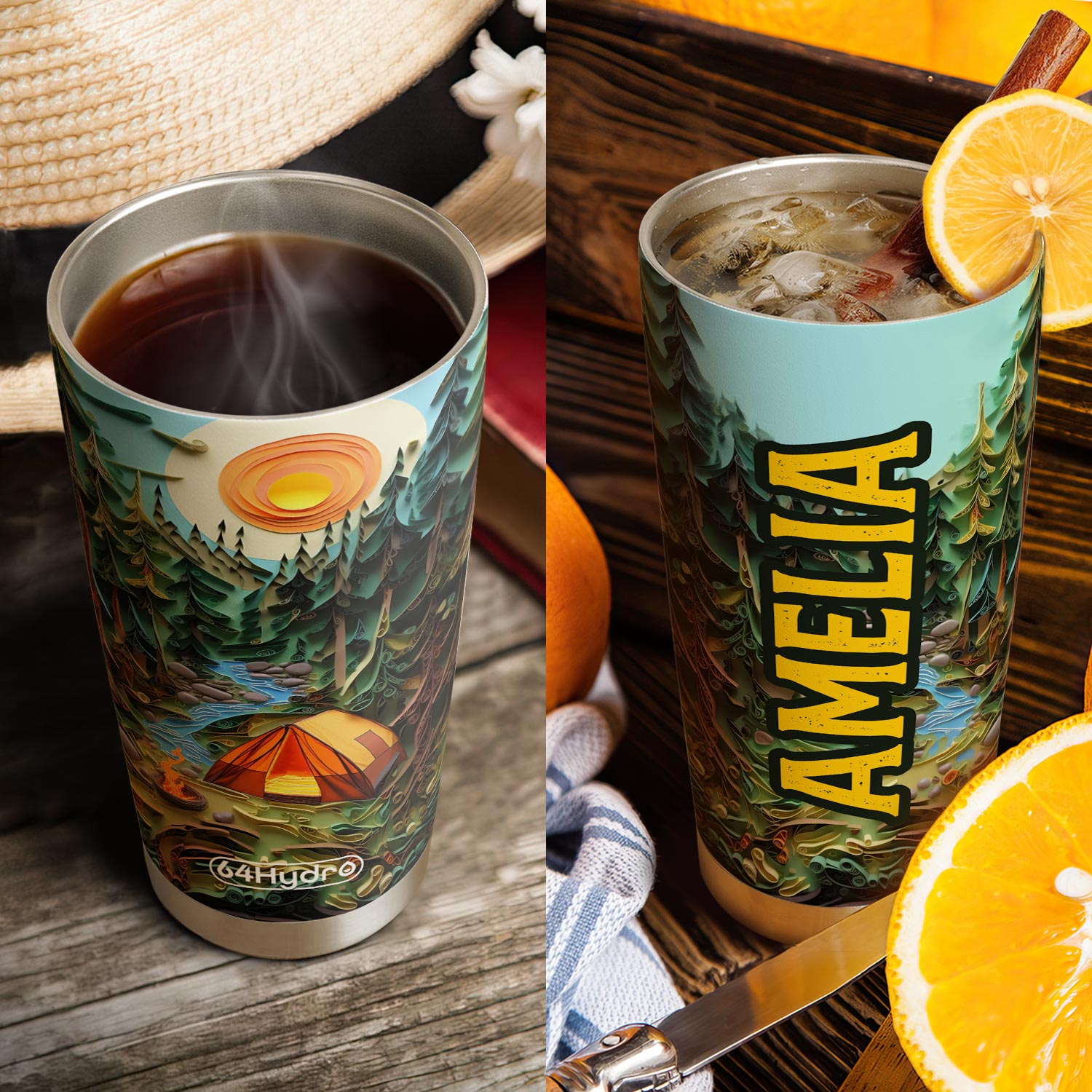 Camping Quilling Art HTRZ25095861TV Stainless Steel Tumbler