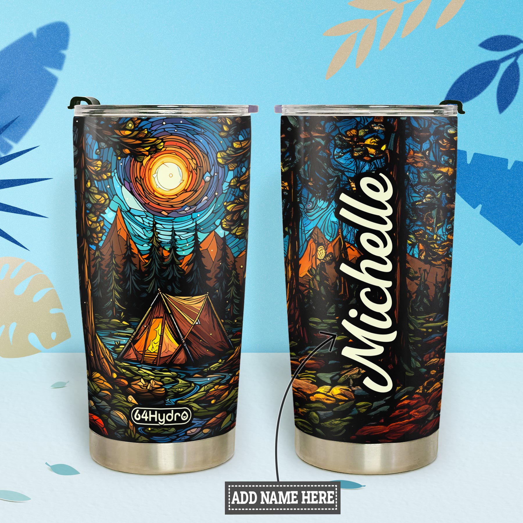Camping Stained Glass HTRZ25092147TT Stainless Steel Tumbler