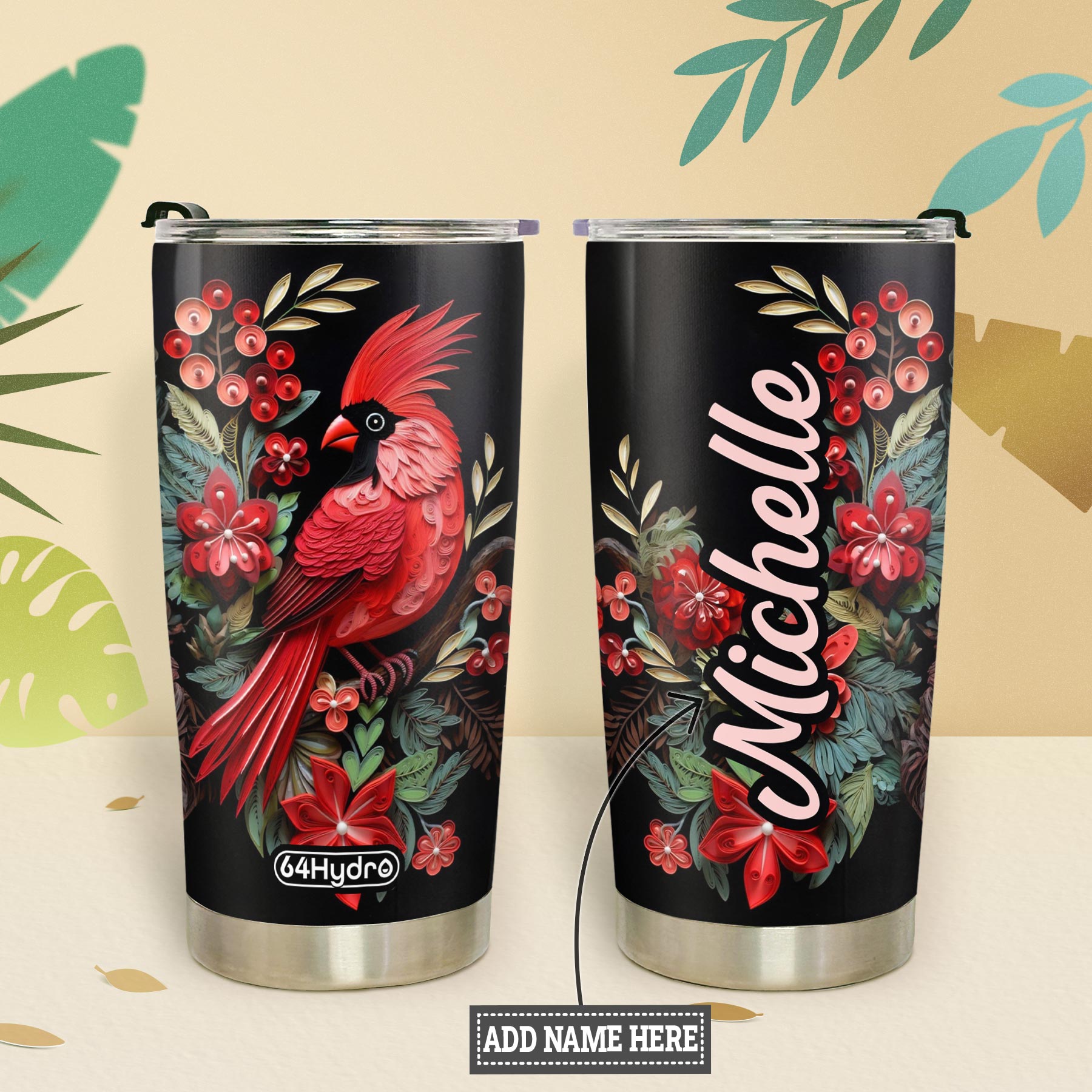 Cardinal Quilling Art HTRZ19094068PX Stainless Steel Tumbler