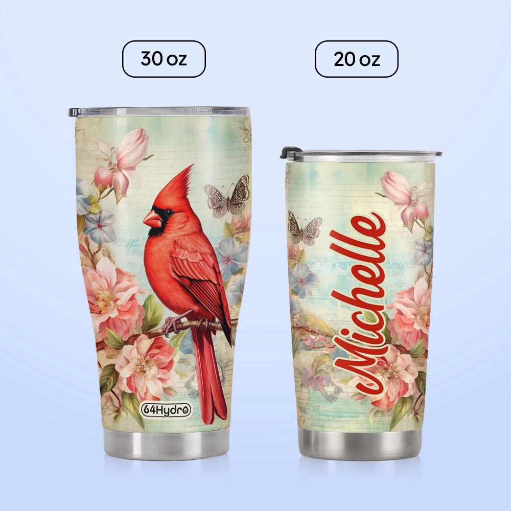 Cardinal Vintage Flower HTRZ19098183FL Stainless Steel Tumbler