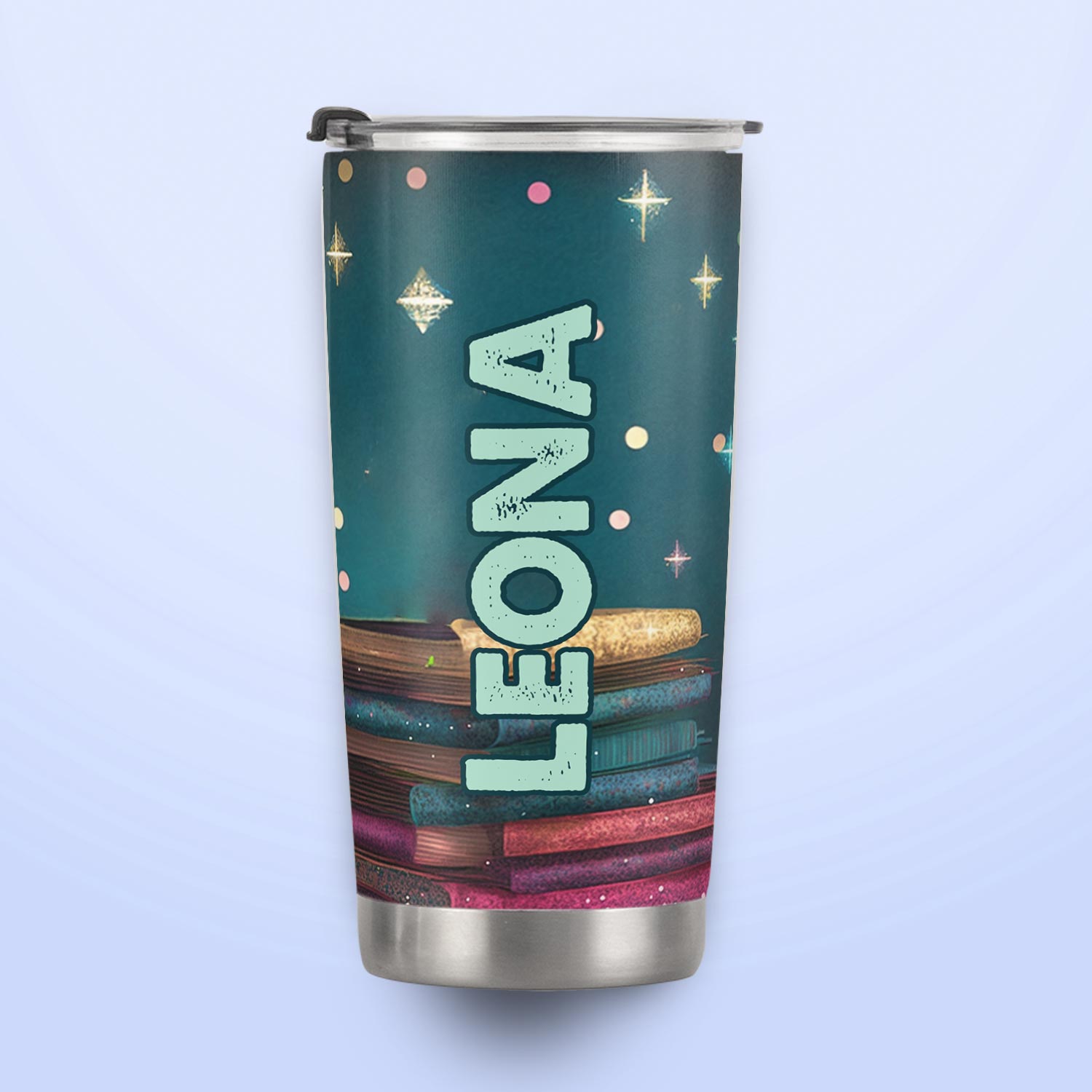 Cute Pug Reading Books HTRZ12090527FI Stainless Steel Tumbler