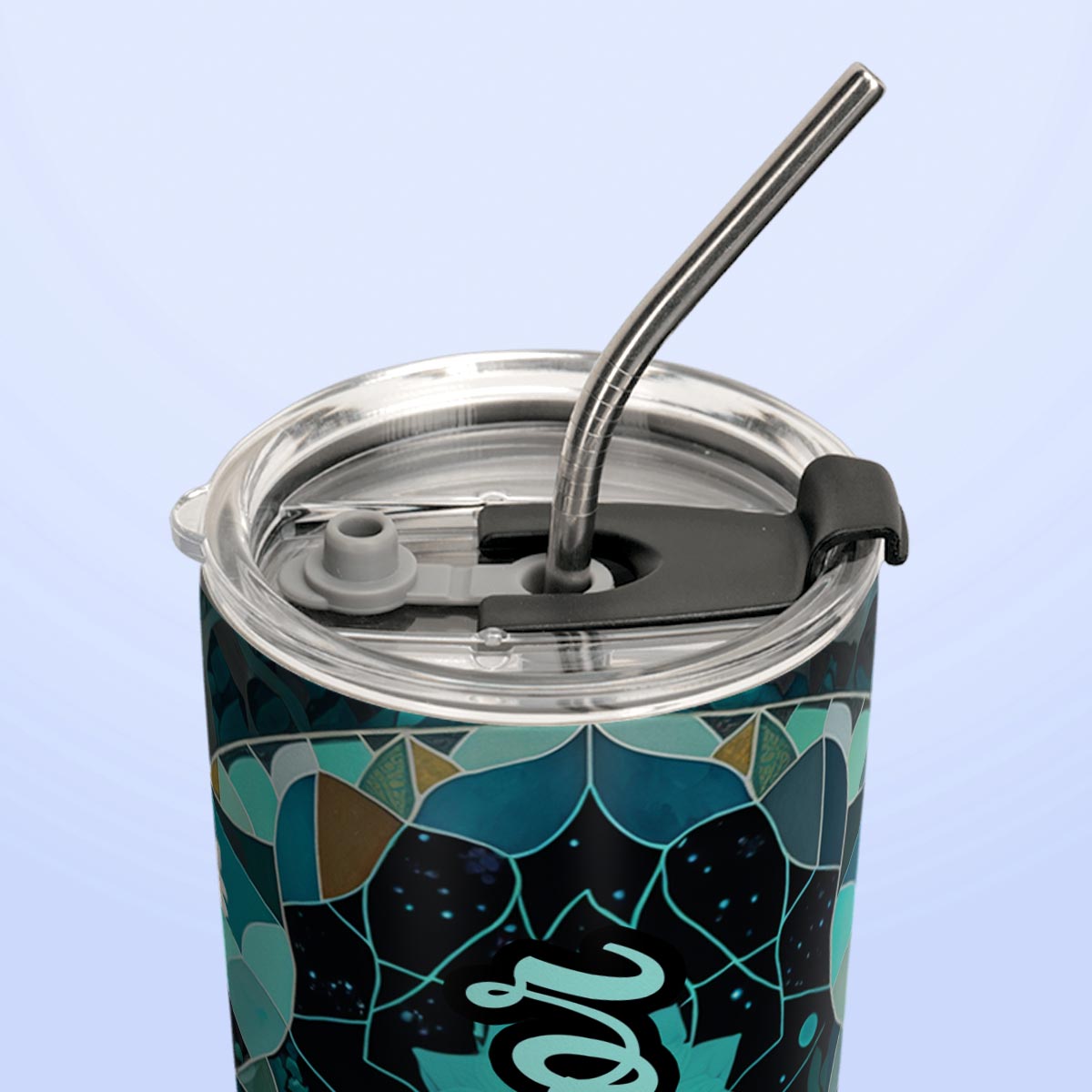 Fox Aquamarine Crystal Mosaic HTRZ14090350PD Stainless Steel Tumbler