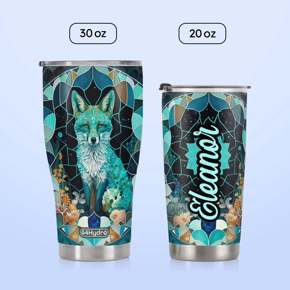 Fox Aquamarine Crystal Mosaic HTRZ14090350PD Stainless Steel Tumbler