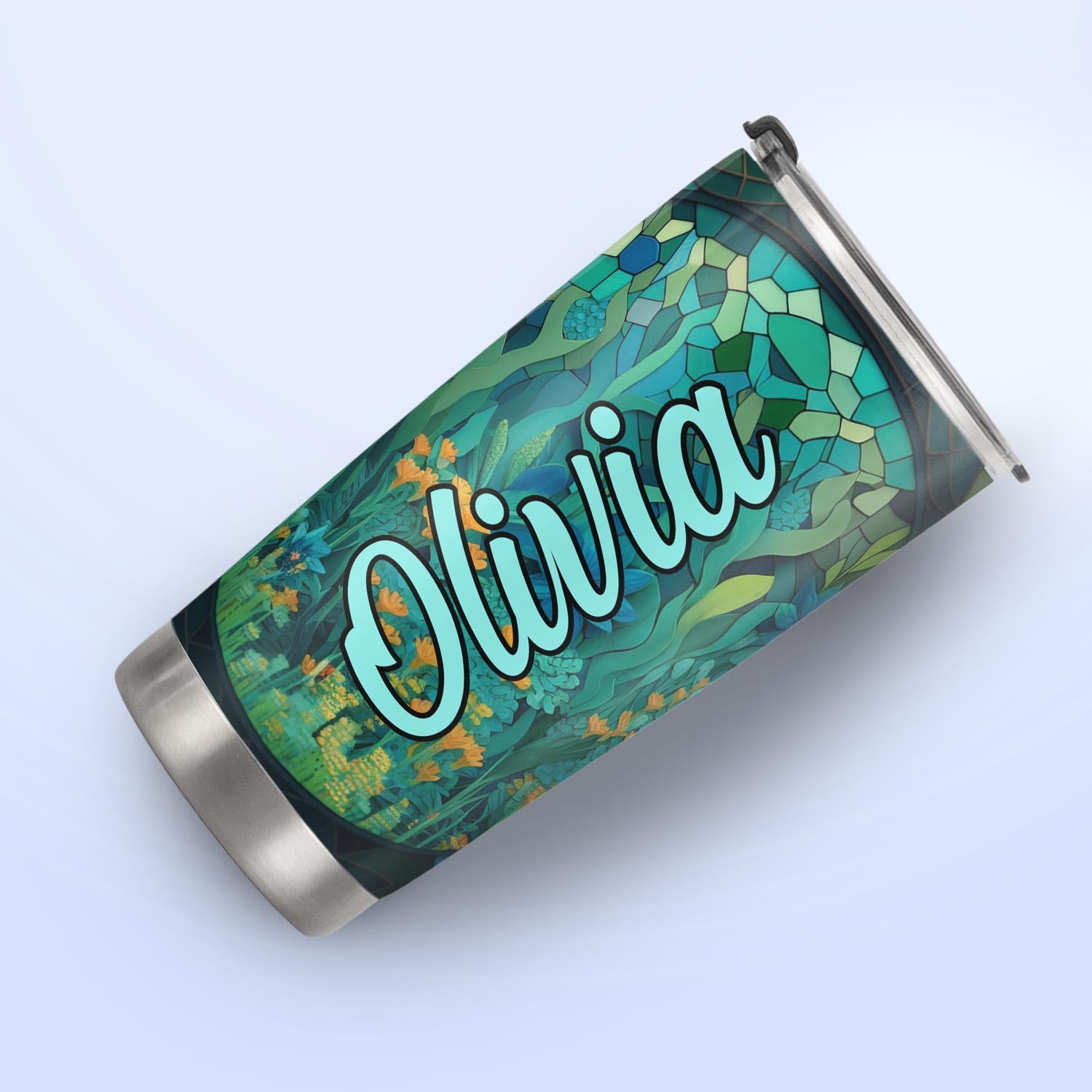 Fox Chrysoprase Crystal Mosaic HTRZ14096380FA Stainless Steel Tumbler